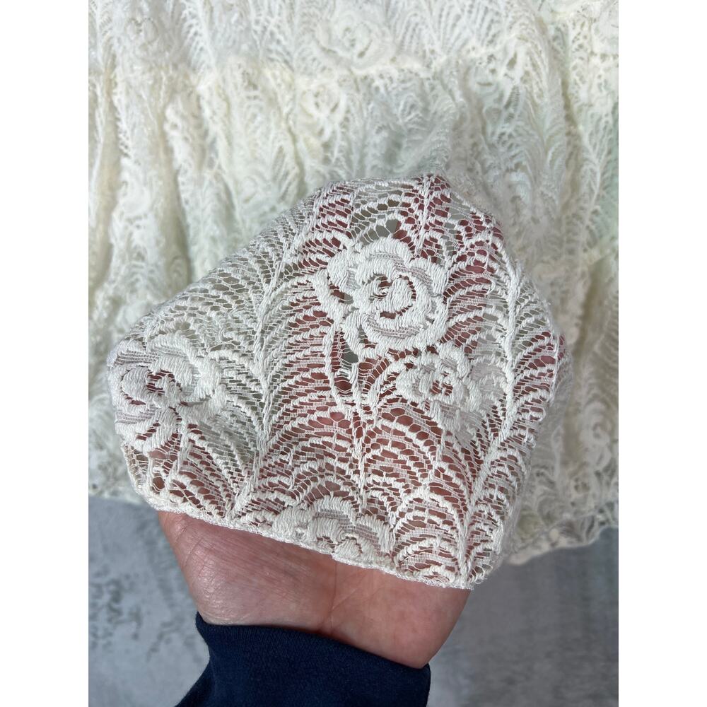 Lace Cream Mini Skirt 1X Cottagecore Boho Lined Stretch Light Weight Flowy - Picture 3 of 7